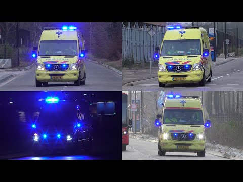 Diverse Ambulances post Eindhoven Zuid naar verschillende meldingen in Eindhoven en Veldhoven