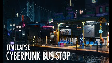 Creating Cyberpunk Back Alley Bus Stop | Free Assets | Blender Timelapse
