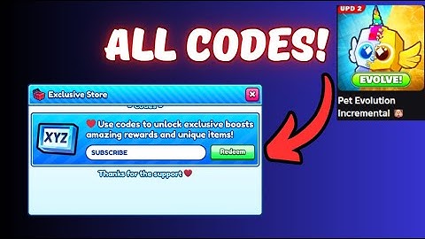 All Working codes in Pet Evolution Incremental