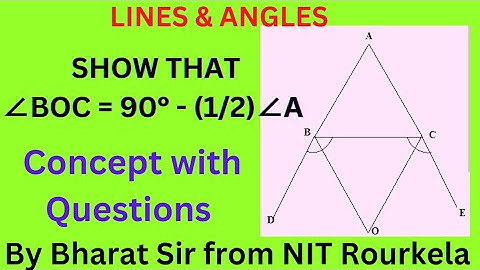 Prove that ∠BOC = 90° - (1/2)∠A |Bisectors of ∠B and ∠C of △ABC intersect each other at the point O