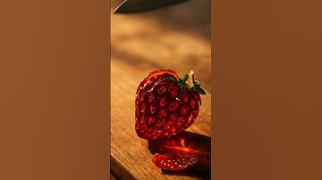 A sharp knife slicing a stroberry #ai #asmr #relaxing