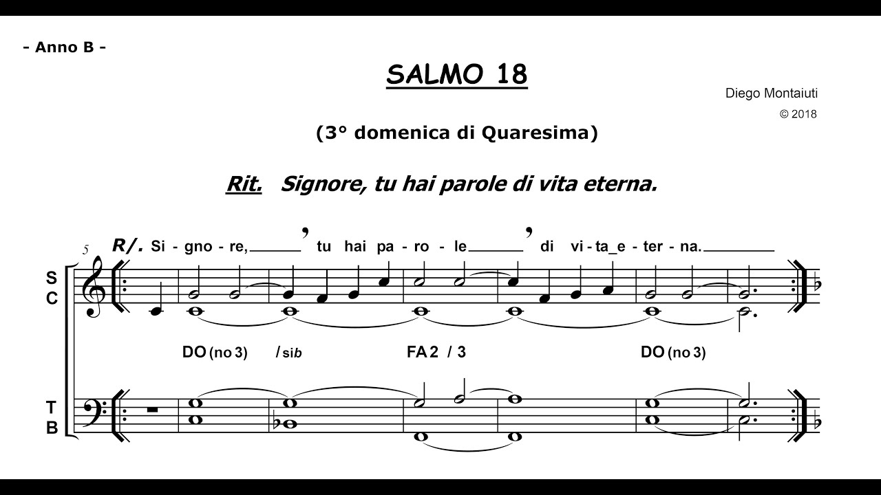 Signore Tu Hai Parole Di Vita Eterna SALMO 18 (Signore, tu hai parole di vita eterna) - 3° domenica di