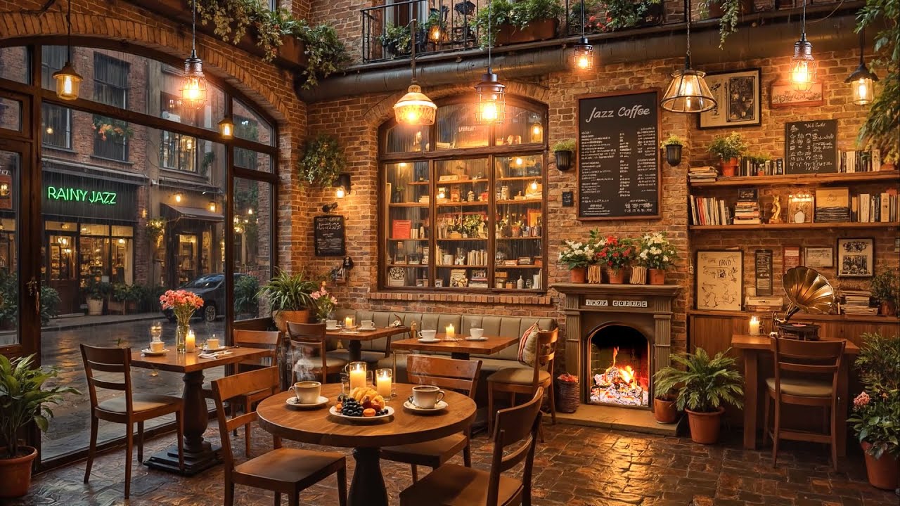 [4K] Cozy Coffee Shop with Smooth Piano Jazz Music for Relaxing ...