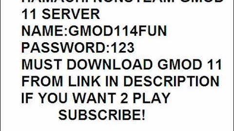 Nonsteam GMOD 11 HAMACHI SERVER