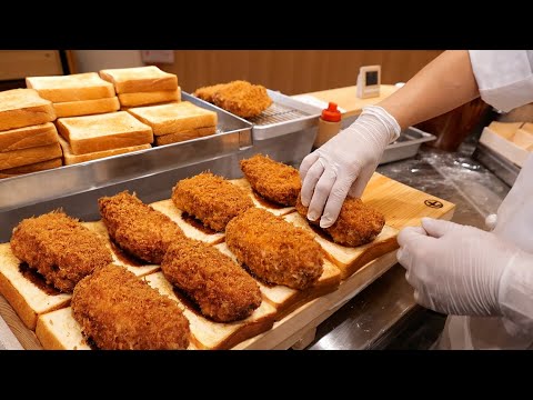 Japanese Food - GIANT FRIED PORK CUTLETS Tonkatsu Sandwich Tokyo Japan @TravelThirstyBlog