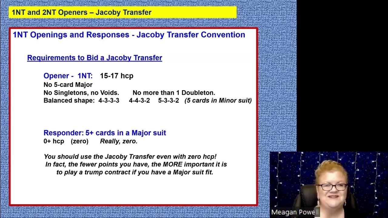 1NT and 2NT Openers Jacoby Transfer YouTube
