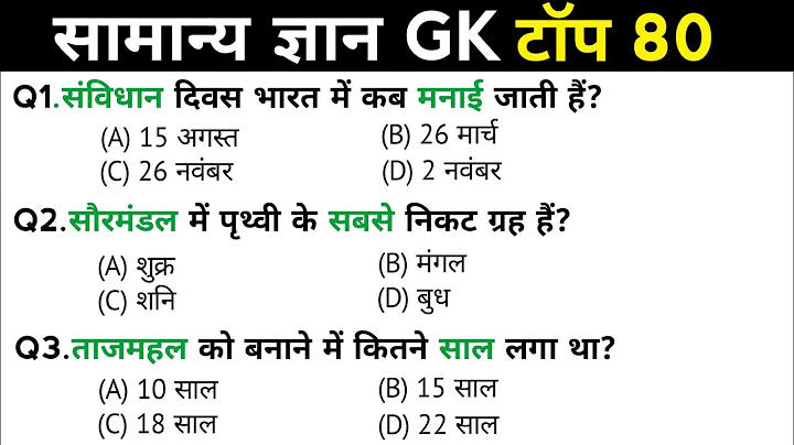 सामान्य ज्ञान | General Knowledge | Top 80 GK/GS questions | SSC GD, MTS, RPF, CRPF | GK quiz