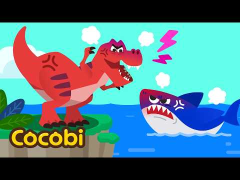 T-Rex🦖 vs Shark🦈 Who Wins? | Dino Song for Kids | Cocobi