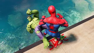 GTA 5 Water Ragdolls | SPIDERMAN, HULK Jumps/Falls (Euphoria Physics)