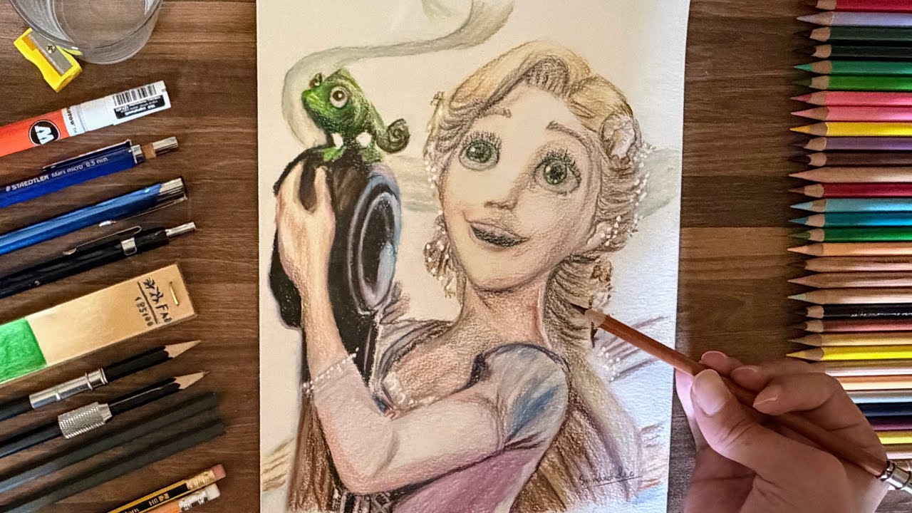 Drawing Rapunzel with Pascal (Tangled | sandroholic - YouTube