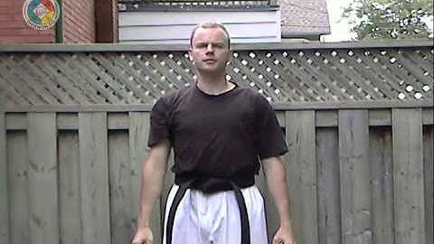 Taekwondo: Hapkido: Foundations: forearm inward strike block, front view