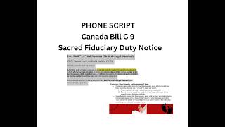 Phone Script of Bill C9 Canada Rise up