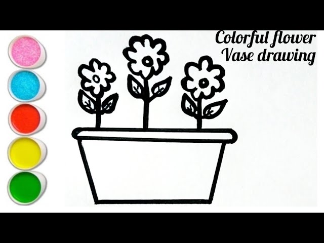 Flower Pot Drawing || Flower vase drawing easy || Simple Flower pot drawing  || #drawing