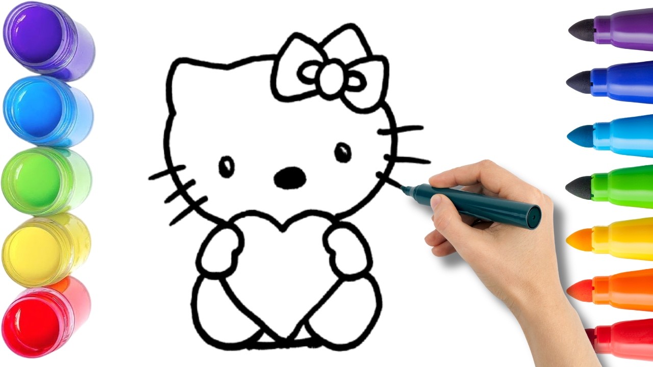 Как нарисовать милого котенка. Рисование, раскрашивание и живопись для детей и малышей. Детское и...