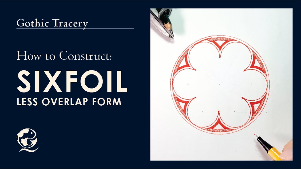 How to construct Sixfoil (Less overlap form) | Gothic tracery art