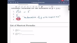 2.1/2.2 Elementary Derivative Rules (151) Part 1