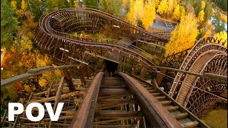 Thundercoaster Front Row POV Tusenfryd Vekoma Wooden Roller Coaster