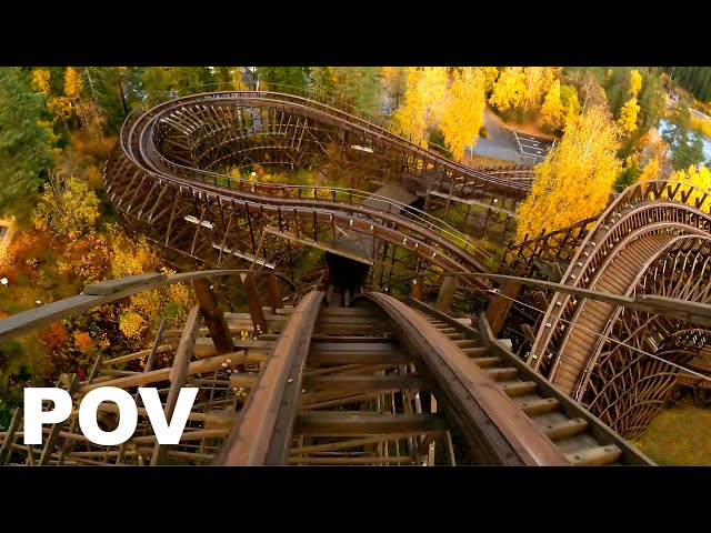 Thundercoaster Front Row POV Tusenfryd Vekoma Wooden Roller Coaster class=