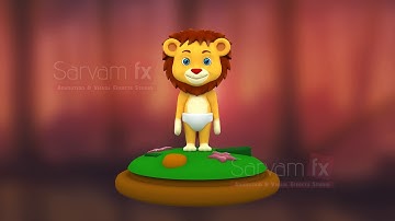 3d Lion cub character turnaround animation