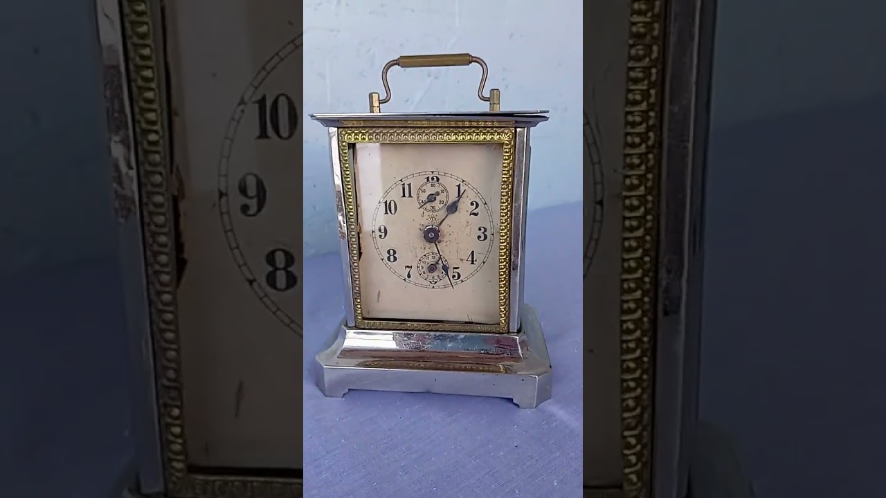 Rare antique Junghans musical carriage clock, working German alarm clock with music box,