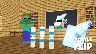 Monster School - BOTTLE FLIP CHALLENGE - Minecraft Animation