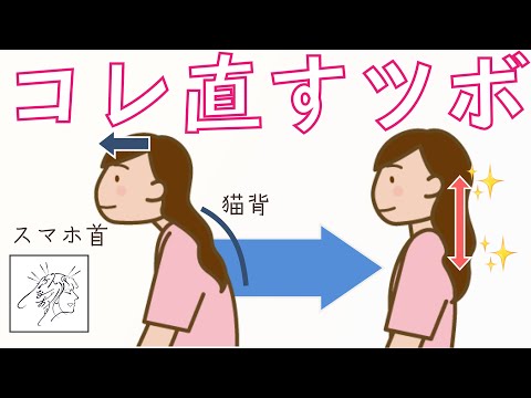 猫背（背中丸い）やスマホ首の原因を整えるツボ