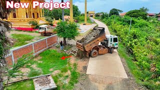 The best new style !! Pour rock soil into the forest to make a garden in front of the school