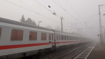 DB 101 050 mit dem IC nach Berlin aus dem Nebel kommend
