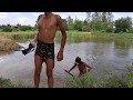 New Awesome Fishing Tools Made By Poor Children - Amazing Countryside Boys Use Wooden Guns Fishing
