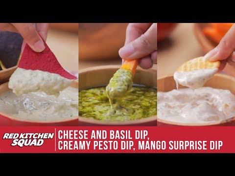 Triple Dip Party | Cheese and Basil, Creamy Pesto, Mango Dip | Red Kitchen Squad Recipes