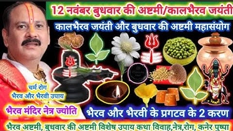 12 नवंबर कालभैरव जयंती और बुधवार अष्टमी | विशेष मनोकामना पूर्ति चर्म रोग,विवाह उपाय#pradeepmishra 