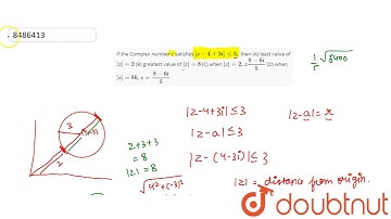 If the Complex number z satisfies `|z-4+3i|le3,` then (A) least value of `|z|=2` (B) greatest value