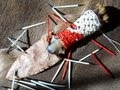 Wrapping a Flint Knife Handle with Plaited Porcupine Quills.