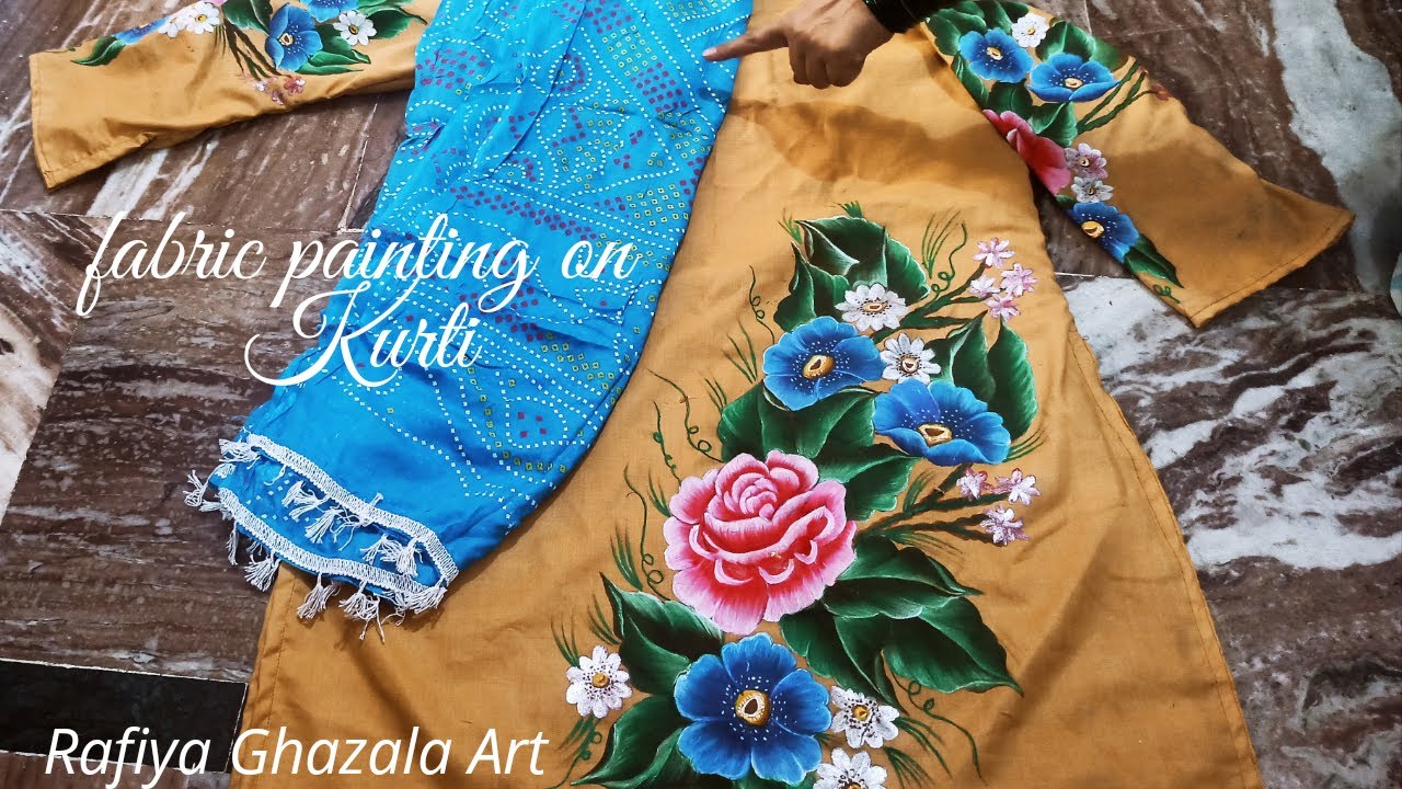 Fabric painting on Kurti ️ YouTube