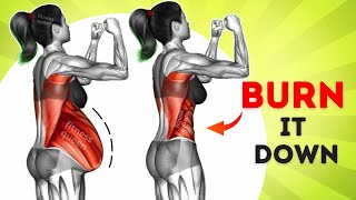 Best Weight Loss Exercises To Reduce Hanging Belly Quickly ➜ 30 minute STANDING Workout | 100%