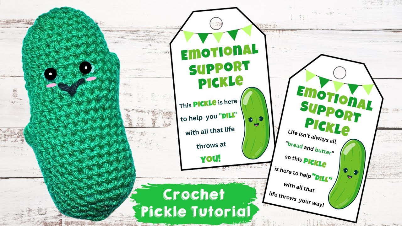 Emotional Support Pickle, Mini PoupéE de Cornichon TricotéE avec Ca