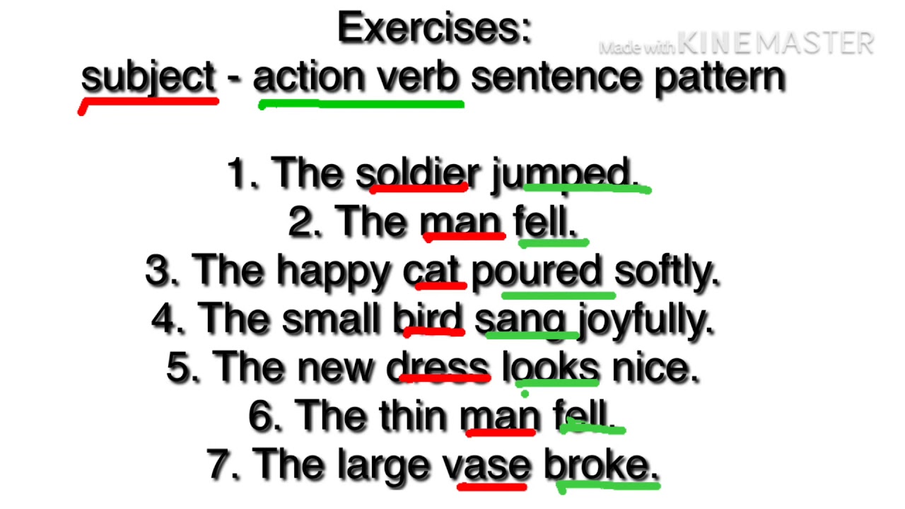 Exercises For Subject Action Verb Sentence Pattern YouTube