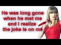 Taylor Swift - I Knew You Were Trouble (Lyrics) Video.