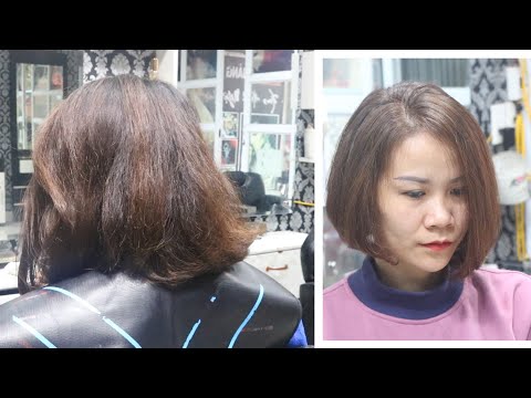 Hướng Dẫn Cắt Dáng Đầu Bob Lệch , Bấm Phồng , Ép Cụp , Duỗi Cúp