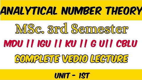Analytical Number Theory ||MSc 3rd sem || Unit 1|| Sllybus