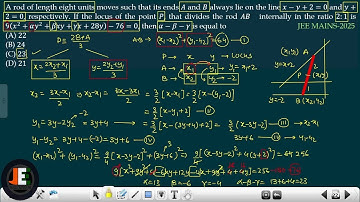 A rod of length eight units moves such that its ends A and B always lie on the line x-y+2=0 and y+2=