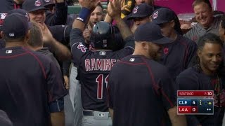 CLE@LAA: Ramirez scores on Escobar's throwing error