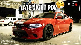 POV PUSHING MY 500+HP TUNE SCATPACK IN THE CITY 😮‍💨 (NOW THATS LOUD) #srt #hellcat #scatpack #392