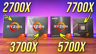 Comparing 4 Generations of Ryzen 7 CPUs! 7700X vs 5700X vs 3700X vs 2700X