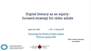 Webinaire du CCNDS : La littératie numérique comme stratégie d’équité axée sur les aînés