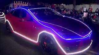 Tesla Model X Leading Electric Light Parade 2017 Wings Open