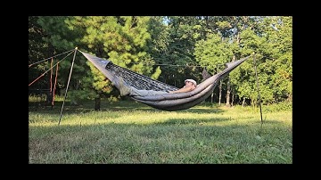 Hammock hang without trees using ONLY Tensa Trekking Treez & Superior Gear Hammock.