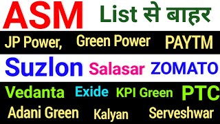 asm list update today ◾ Suzlon jp power vedanta Salasar ZOMATO adani Green Exide PTC Green Power