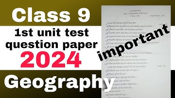 Class 9 1st unit test Geography elective question paper 2024 SEBA