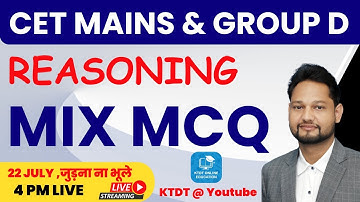 Reasoning Class for CET MAINS , CET Group D , SSC CHSL , MTS , DELHI POLICE Exam - top pyq- KTDT